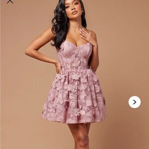 Fashion Nova Heidi Embroidered Corset Mini Dress
